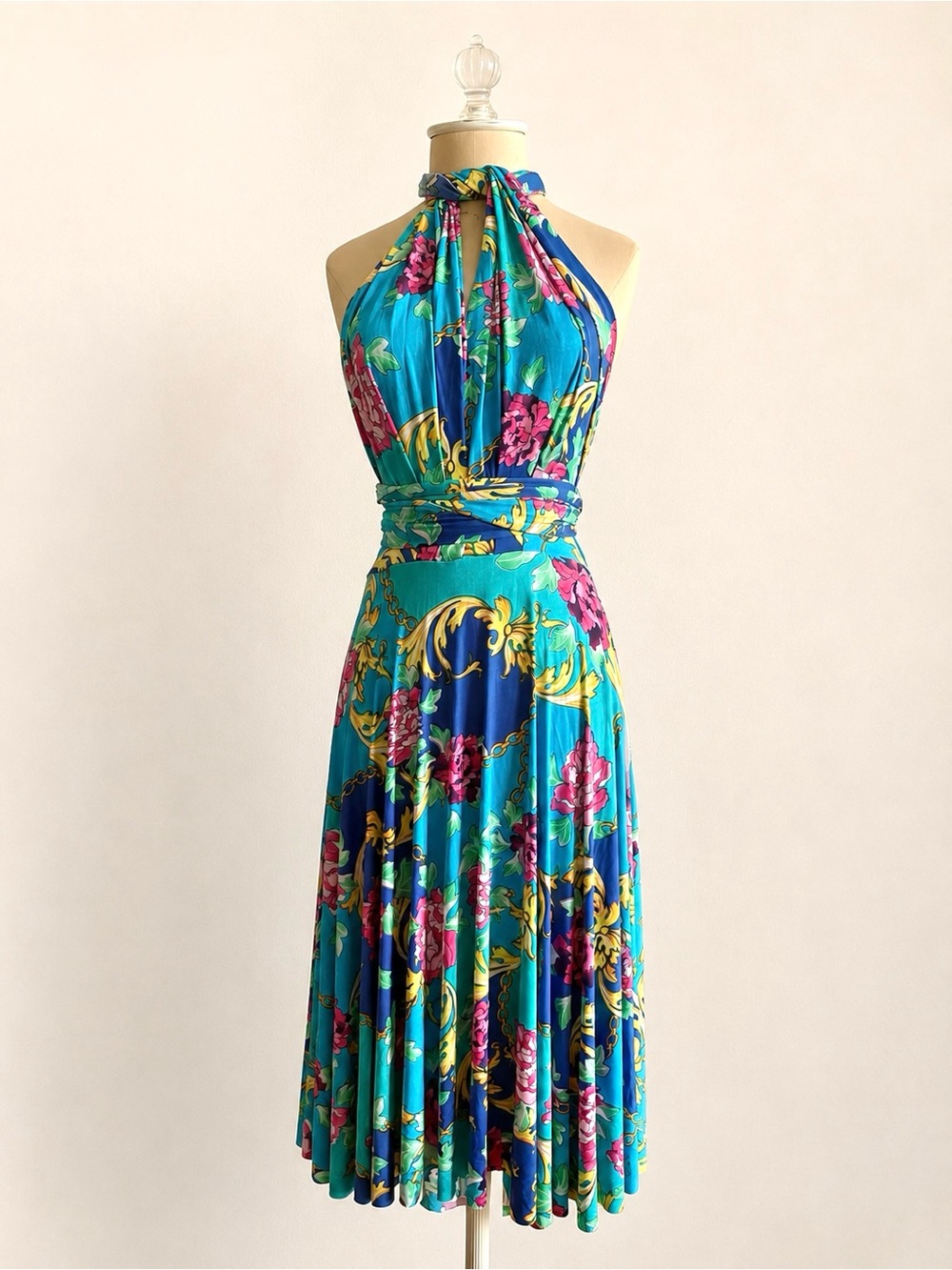 Vintage Y2K Multiway Wrap Transformer Floral Baroque Wrap Dress One Size